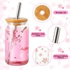 Zhehao 4 Pcs Sakura Boba Cups 16oz Iced Coffee Cups