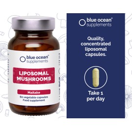 Blue Ocean Supplements Blue Ocean Supplements C Maitake C World's First and Only Powerful Liposomal Mushroom Technology C 60 Capsules C 60 Days' Supply C Take 1 Per Day C Vegan C Gluten Free
