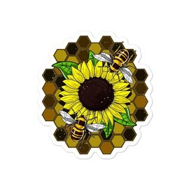 Sunflower Bees Vinyl Sticker -Decal for car Bumper,Window, Laptop Waterproof 5"