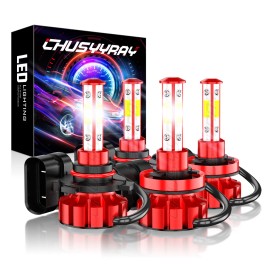 CHUSYYRAY 9005 H11 Combo LED Headlight Bulbs Conversion Kit High Low Beam 6000K Cool White