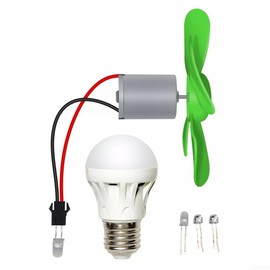 Mini Wind Turbine Motor, Wind Power Generator, DIY Small Wind Turbine Generator, Alternative Energy Generator, LED DIY Kit (with Blub)