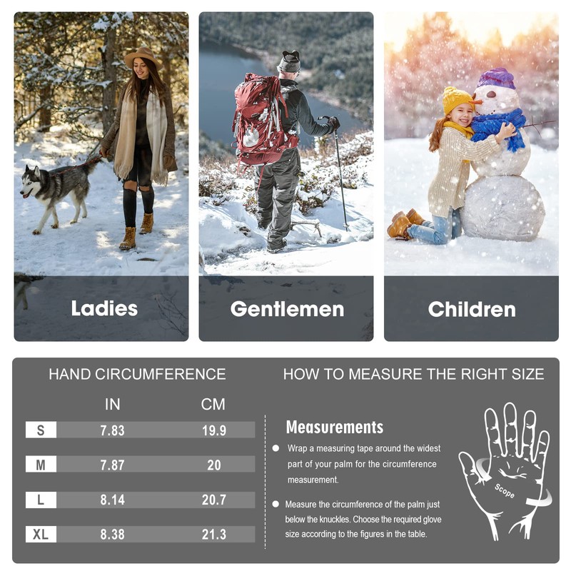 Rahhint Thermal Winter Gloves for Men Women Pure Wool Knit