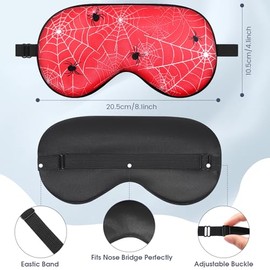NganSuRong NganSuRong 2 Pcs Spider Sleep Mask, Cute Cartoon Blackout Sleeping Mask for Kids Adult Children's Night Blindfold for Game with Adjustable Strap