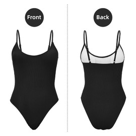 Zando Black One Piece Swimsuit Women Bathing Suit for Women Tummy Control Womens Ribbed Bathing Suits Women Swimsuit Slimming Swimsuits for Women Swimwear Modest One Piece Swim M