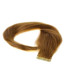 hair2heart Tape-In Real Hair Extensions, 60 cm, 2.5 g Strands, Straight, Colour 8 Light Brown, Pack of 30