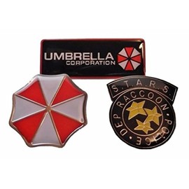 Resident Evil (Set of 3) Umbrella, Raccoon,Logo Metal Costume PIN SET
