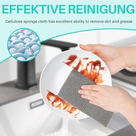 Votoko Set of 15 Sponge Cloths for Kitchen, Dish Cloths & Dishcloths, Absorbent Sponge Cloth, Made of Cellulose, Kitchen Cloths, Washable, Reusable Washcloths