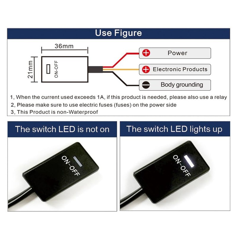 DC12V 1A ON/OFF DIY Paste Switch Power Switch No Drill