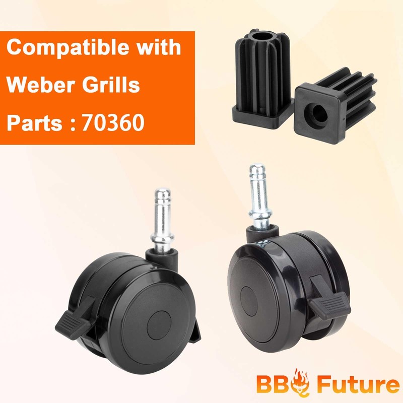 4 Pack 70360 Locking Caster with Insert for Weber Spirit