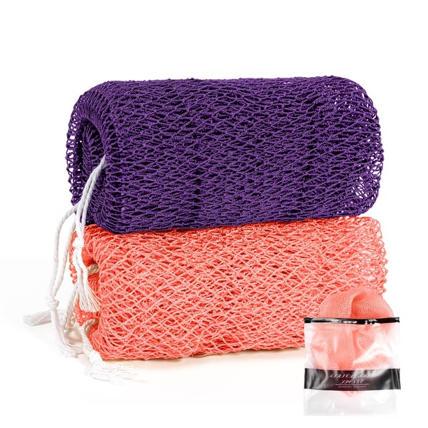African Net Sponge Authentic with Knots, 2 Pack African Exfoliating