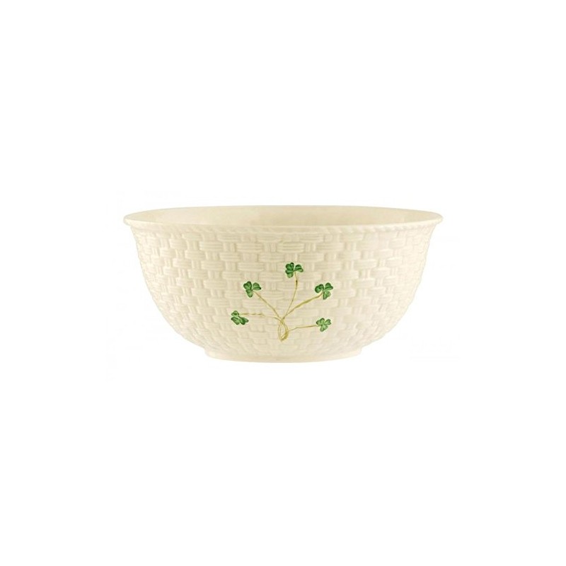 Belleek Shamrock Mixing Bowl - Handcrafted Fine Parian China Basketweave