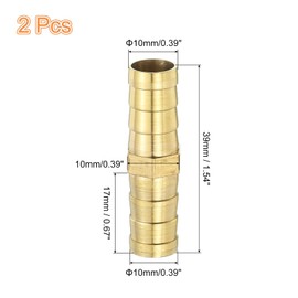 sourcing map 2 Pcs Brass Hose Barb Fitting Straight Connector Coupler, 3/8" ID Brass Fitting Air Hose Fittings for Connecting Water Fuel Air, Oil Hoses