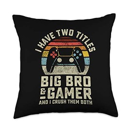 LevelUp Video Gamer Merch Store Gamer Big Brother Bigger Bro Son Video Games Gifts Boys Throw Pillow, 18x18, Multicolor