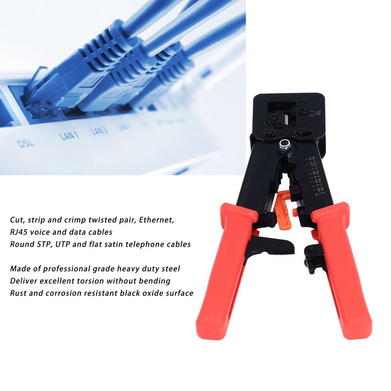 RJ45 Crimping Tool Pass Through CAT6 CAT5E Ethernet Wire Crimper
