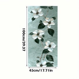 HOMETITUTE Stained Glass Window Film 17.7x39.3 inch Retro Green Floral Window Privacy Film Stained Decals Static Cling Sun Blocking Decor for Home Office Windows Door Glass Partitions