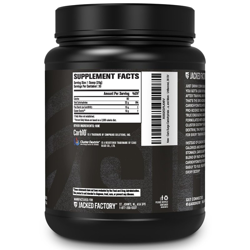 Jacked Factory Carb Surge - Premium Carbohydrate Powder with Carb10