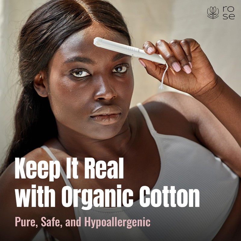 Rose Organic Tampons - Super, Cardboard Applicator, 100% Organic Cotton