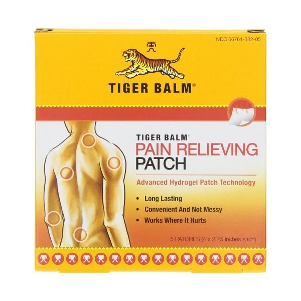 Tiger Balm Patch, Pain Relieving Patch, 5-Count Packages (Pack of 12)