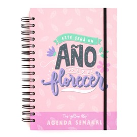 The Yellow Clip - Agenda semanal sin fecha para mujer, con stickers, agenda infinita de pasta dura, perpetua, planner semanal, planificador por semana (Rosa)