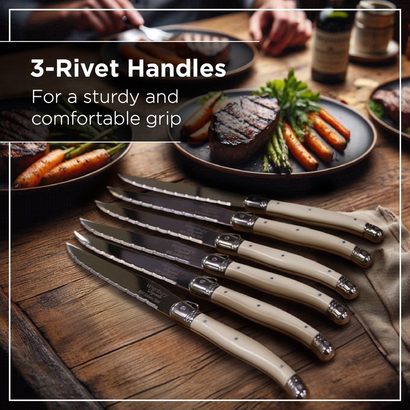 Wrenbury Laguiole Steak Knives Set of 6 Stainless Steel –