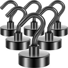 Neosmuk Magnetic Hooks,Heavy Duty Earth Magnets with Hook for Refrigerator, Extra Strong Cruise Hook for Hanging, Magnetic Hanger for Curtain, Grill(Grey, 6 Pack)
