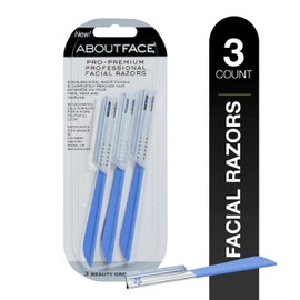 About Face Pro-Premium Facial Razors - 3 Beauty Groomers for Hair Removal, Ideal for Shaving, Exfoliating, Dermaplaning and Brow Shaping, Japanese Stainless Steel Gently Removes Facial Hair
