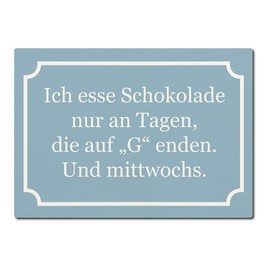 LUXECARDS Interluxe Wooden Postcard with German Text "Ich essen Schokolade nur an Tagen, die auf G enden. Und Wednesdachs." [German Language]