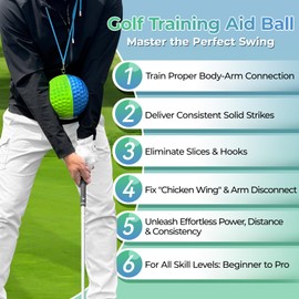 Golf Training Aid Ball for Impact Precision & Consistent Swings - Master Body Connection to Fix Slicing, Scooping & Chicken Wing | Simple and Effective Golf Training Tool for All Skill Levels (S)