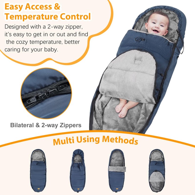 Zooawa Stroller Bunting Bag Universal, Waterproof Baby Stroller Footmuff, Christmas