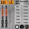 12-Pack Impact Security Torx Bit Set (T5-T40) 3-Inch Long, S2