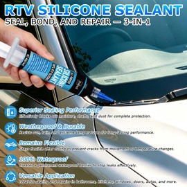 POLIXEL RTV Silicone Sealant Adhesive, 100% Silicone Waterproof Caulk Strength Adhesive for Car Windshield, Window, Bathroom & Kitchen Shrink & Crack Proof (Black, 40g/1.4oz)