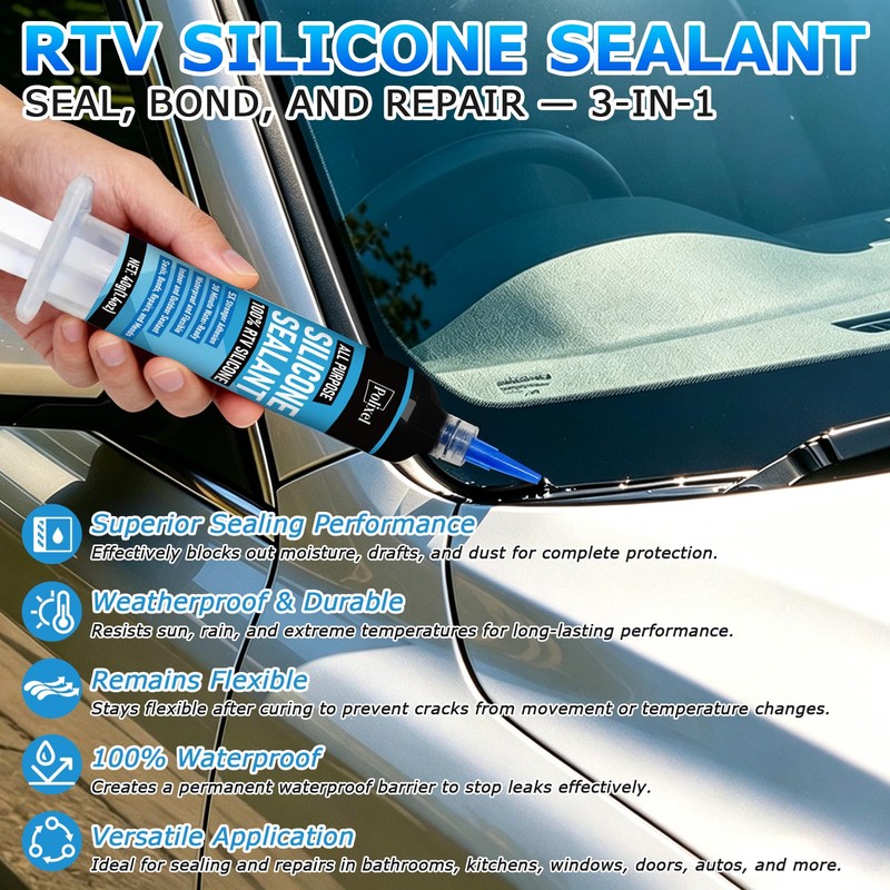 POLIXEL RTV Silicone Sealant Adhesive, 100% Silicone Waterproof Caulk Strength