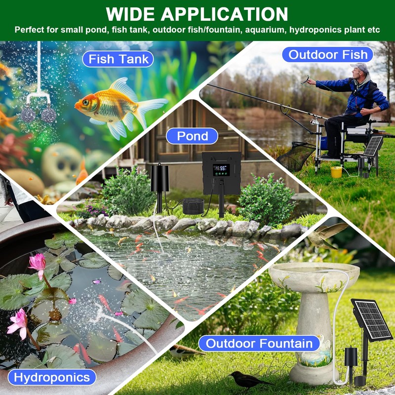 Upgraded Digital Display Solar Pond Aerator, 3 Working Modes(Low/Med/High) Solar