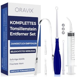 ORAVIX Tonsil Stone Remover Set, Easy to Remove Tonsil Stones and Stop Bad Breath, with LED Light, Tongue Cleaner and Syringe