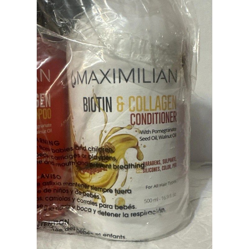 Maximilian Biotin & Collagen Shampoo & Conditioner No Paraben 16.9