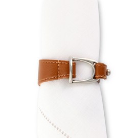 Vagabond House Stirrup Vegan Leather Napkin Ring - Equestrian Designed Sold as Single Ring 2.5" T x 1" W x 2" L