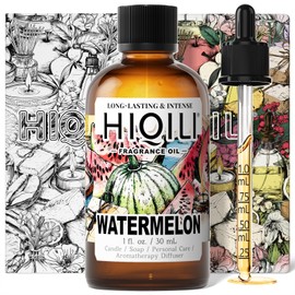 HIQILI Watermelon Fragrance Oil for Candle & Soap Making, DIY Fruity Perfume, Bath Bombs, Long-Lasting Diffuser Oil, Skin Care - 1 Fl Oz