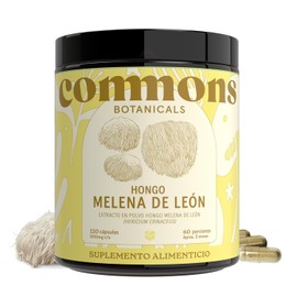 Commons - Hongo Melena de Leon 120 Cápsulas - Más de 5 Meses de Suministro - Suplemento Natural - Lions Mane de Máxima Calidad - Cuerpo Frutífero - Hongos Adaptógenos - 100% Orgánico