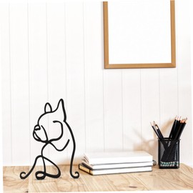 Gatuida Abstract Animal Model Iron Sculpture Minimalist Pet Adornment for Home Office and Restaurant Creative Housewarming Black Dog Figurine