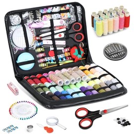 AFPYC Kit de Costura con 229 Piezas, Suministros de Costura Premium Portátil, Kit Coser Profesional, Hilos para Coser Ideal para Inicio, Viaje, Uso de Emergencia, con Tijeras, Hilo, Agujas, Cinta Métrica (229PCS)