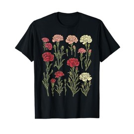 Vintage Botanical Carnation Flower Girl Floral Plant Mom T-Shirt