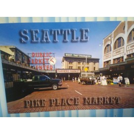6.00 BEAUTIFUL POST CARD  OVER THE PIKE'S PLACE MARKET SEATTLE WASHINGTON.