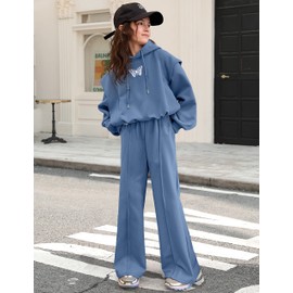 TyeSmo Girls Clothes Girls Clothes Size 10 12 Solid Kids Tween Clothes for Girls 10-12 Butterfly Print Hoodies Girl 2 Piece Outfits Sweatshirts Sweatpants Clothing Sets with Pockets Fall Winter Spring