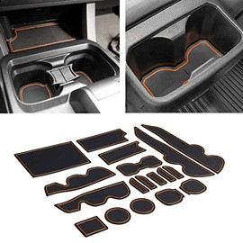 JDMCAR Compatible with Toyota Tacoma Accessories 2016-2023 Premium Cup Holder, Console, and Door Pocket Inserts Kit (Double Cab,Orange Trim)
