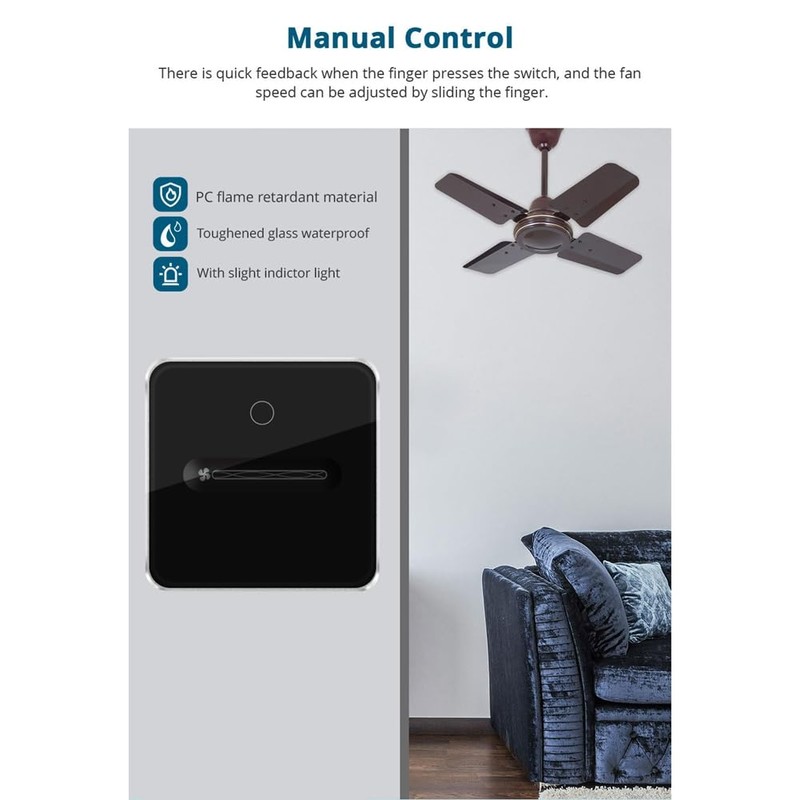 Snblzhef Zigbee Touch and Slider Fan Light Control Switch, Smart