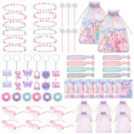 Janinka 62 Pcs Singer Friendship Party Favors Pink Purple Era Music Birthday Party Supplies Bulk Bracelet Keychain Sunglasses Hair Bands Scrunchie Thank You Gift for Women Fans Bachelorette Goodie Bag