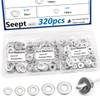 Seept 320PCS Silver Pop Rivet washers Assortment kit for Pop