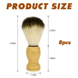 8 Pcs Shaving Brushes for Men with Wooden Handle - Soft Nylon Hair Shave Tools for Professional Barber Salon & Home Use