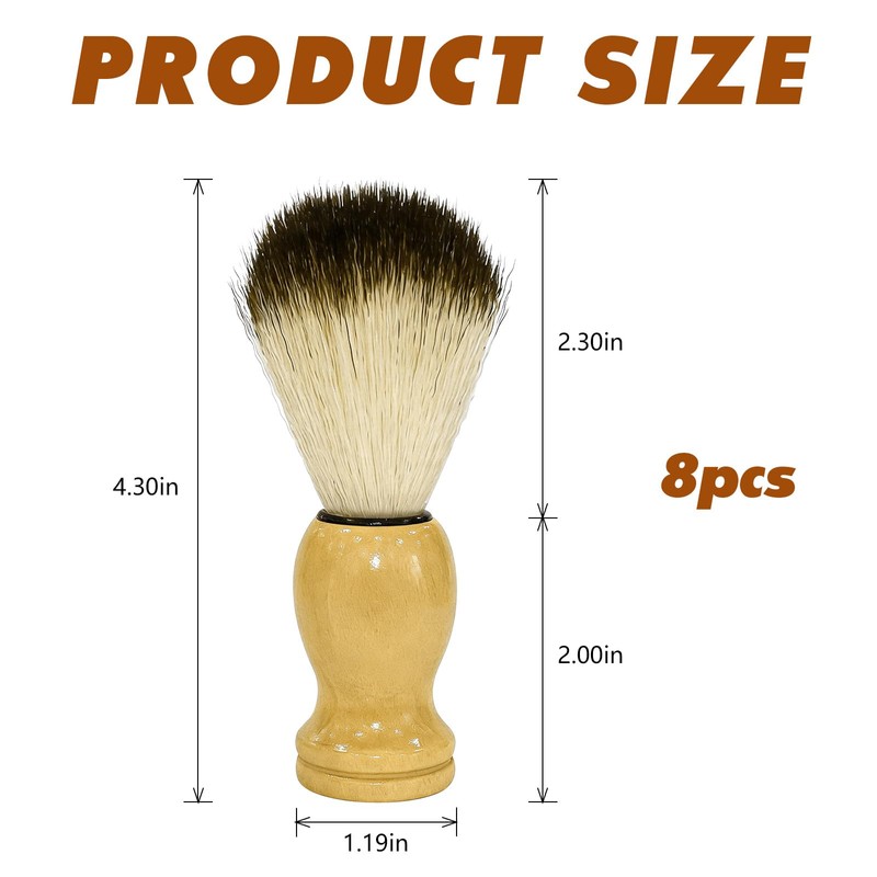 8 Pcs Shaving Brushes for Men with Wooden Handle -