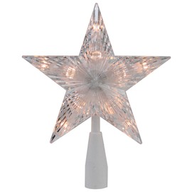 Northlight 7.25" Clear and White 5-Point Star Traditional Christmas Tree Topper - Clear Lights